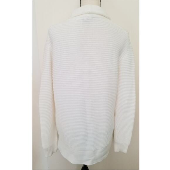 Vince Camuto White Sweater Women’s XS Cable Ribbed Mock Turtleneck Cotton Blend - Picture 3 of 9